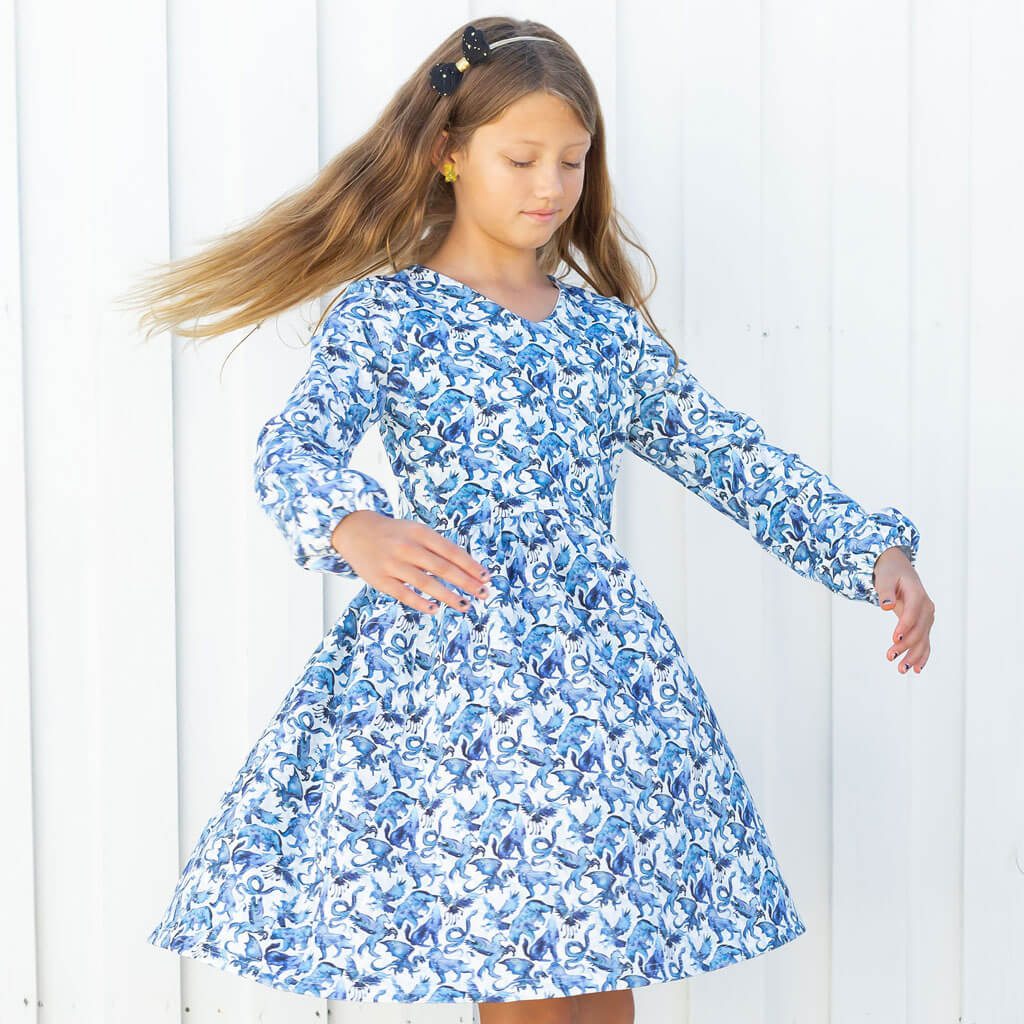 Princess Awesome & Boy Wonder "Star Stories" Constellations Long Sleeve Dress with Patch Pockets — detail shot 6