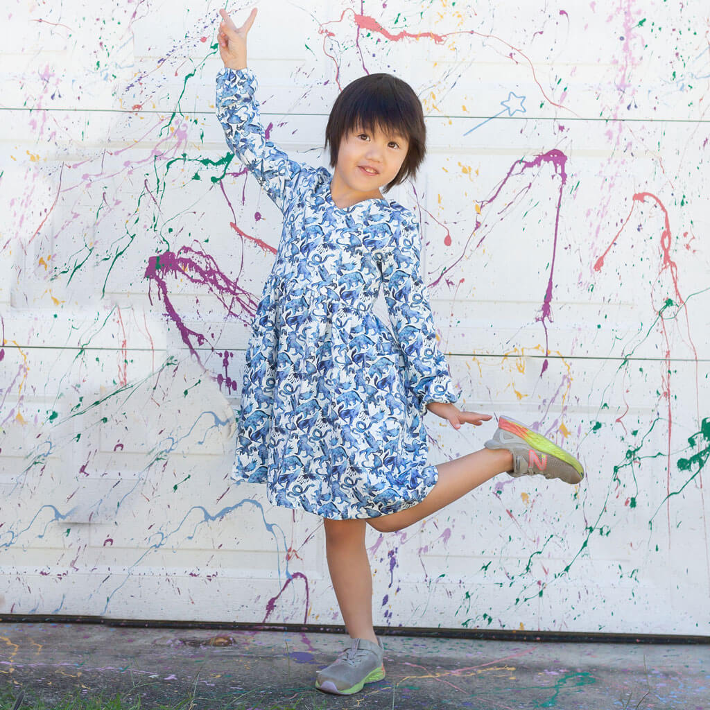 Princess Awesome & Boy Wonder "Star Stories" Constellations Long Sleeve Dress with Patch Pockets — main product shot