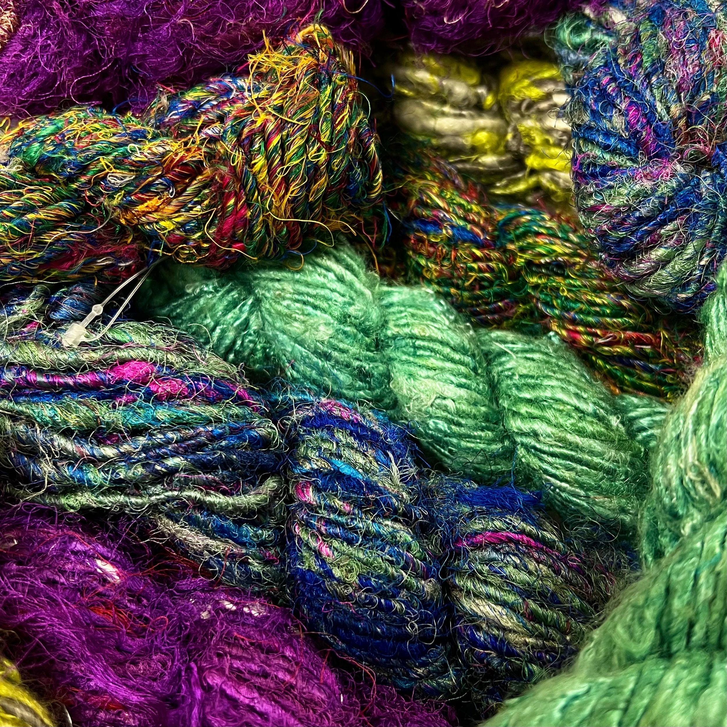 Darn Good Yarn Darn Good Yarn Mystery Hank of Banana Fiber Yarn — lifestyle worn / used context