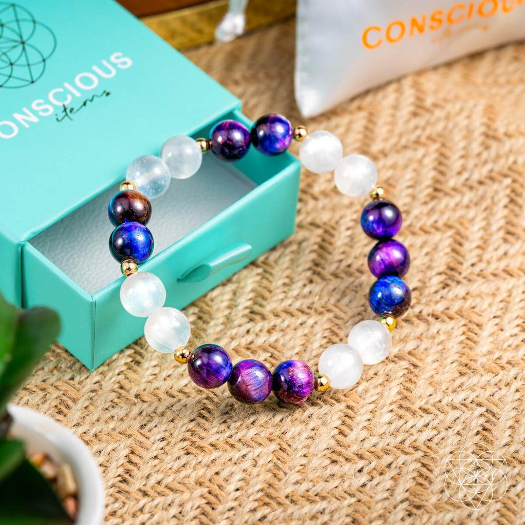 Cosmic Energy Amplifier - Galaxy Tiger’s Eye Bracelet – Conscious Items, view 7