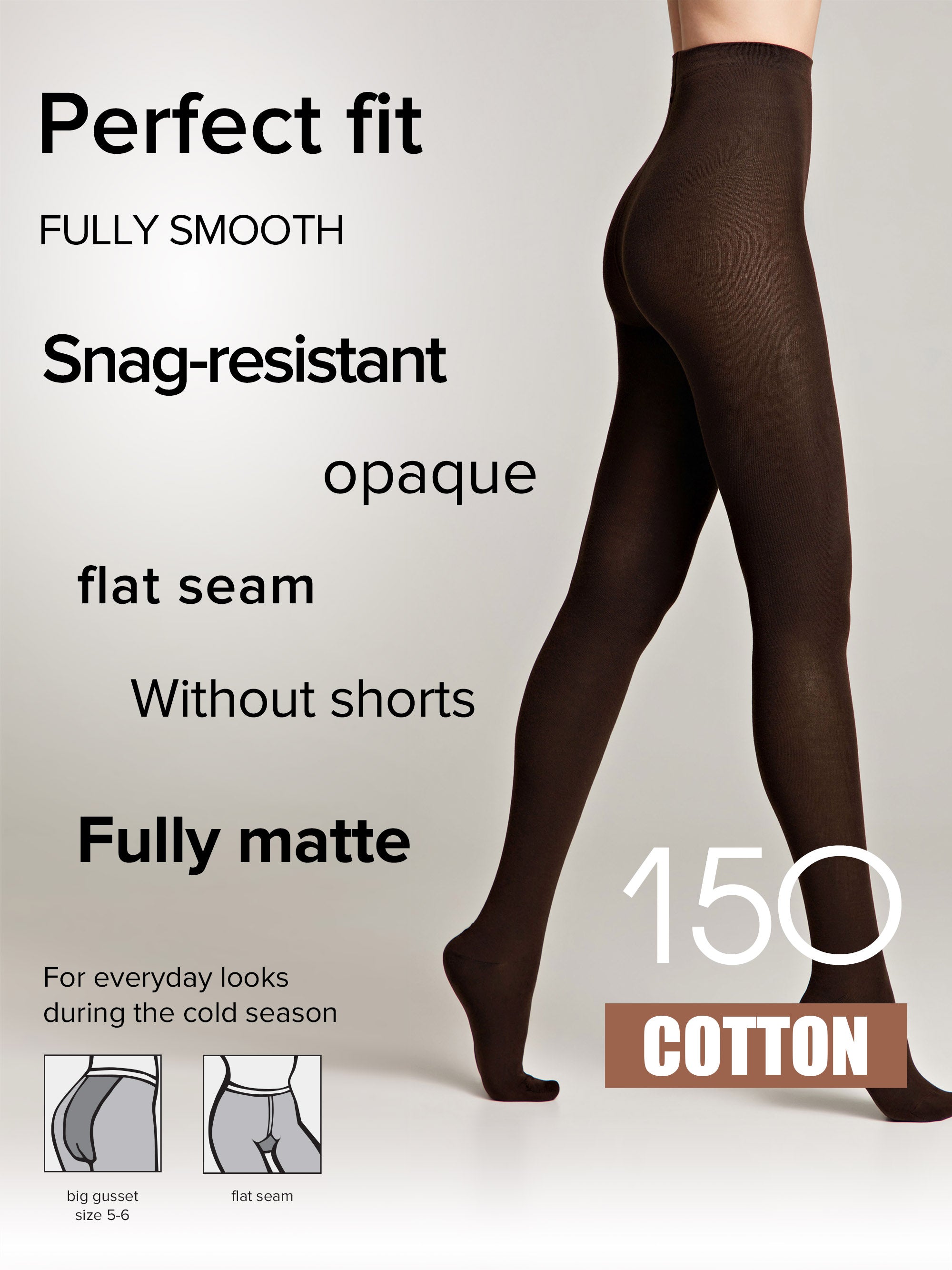 TheRanok.com Tights Conte Cotton 150 Den - Warm Opaque — fabric or material detail