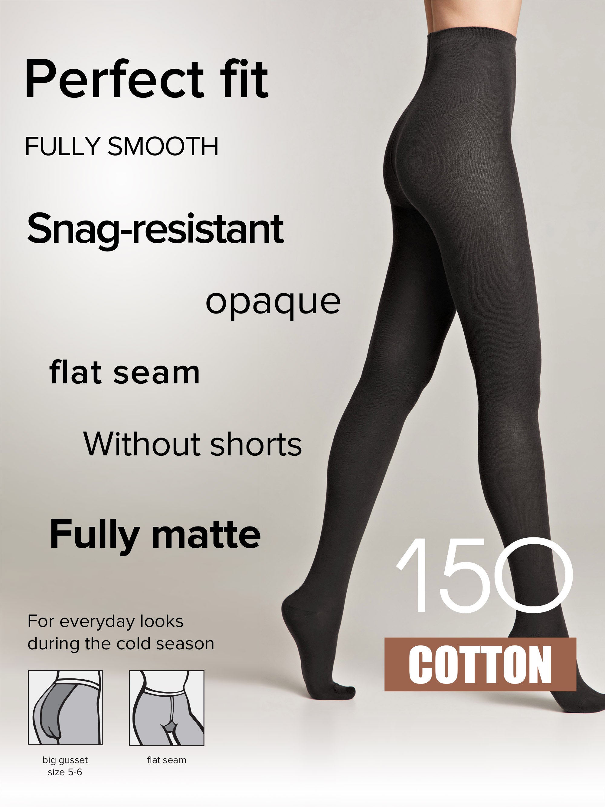TheRanok.com Tights Conte Cotton 150 Den - Warm Opaque — in-use photo