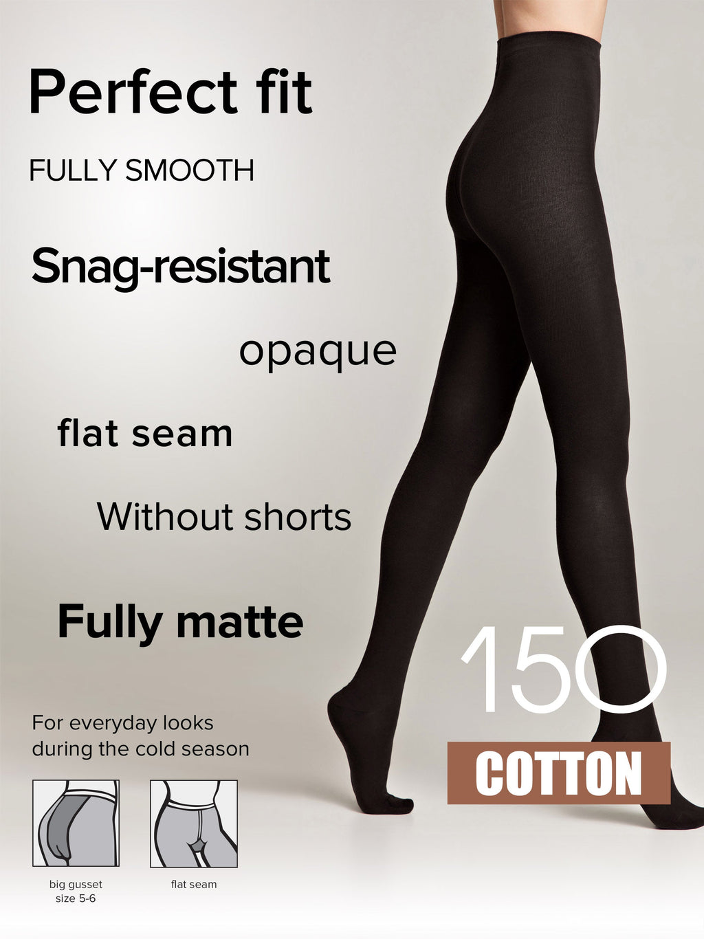 TheRanok.com Tights Conte Cotton 150 Den - Warm Opaque — detail close-up