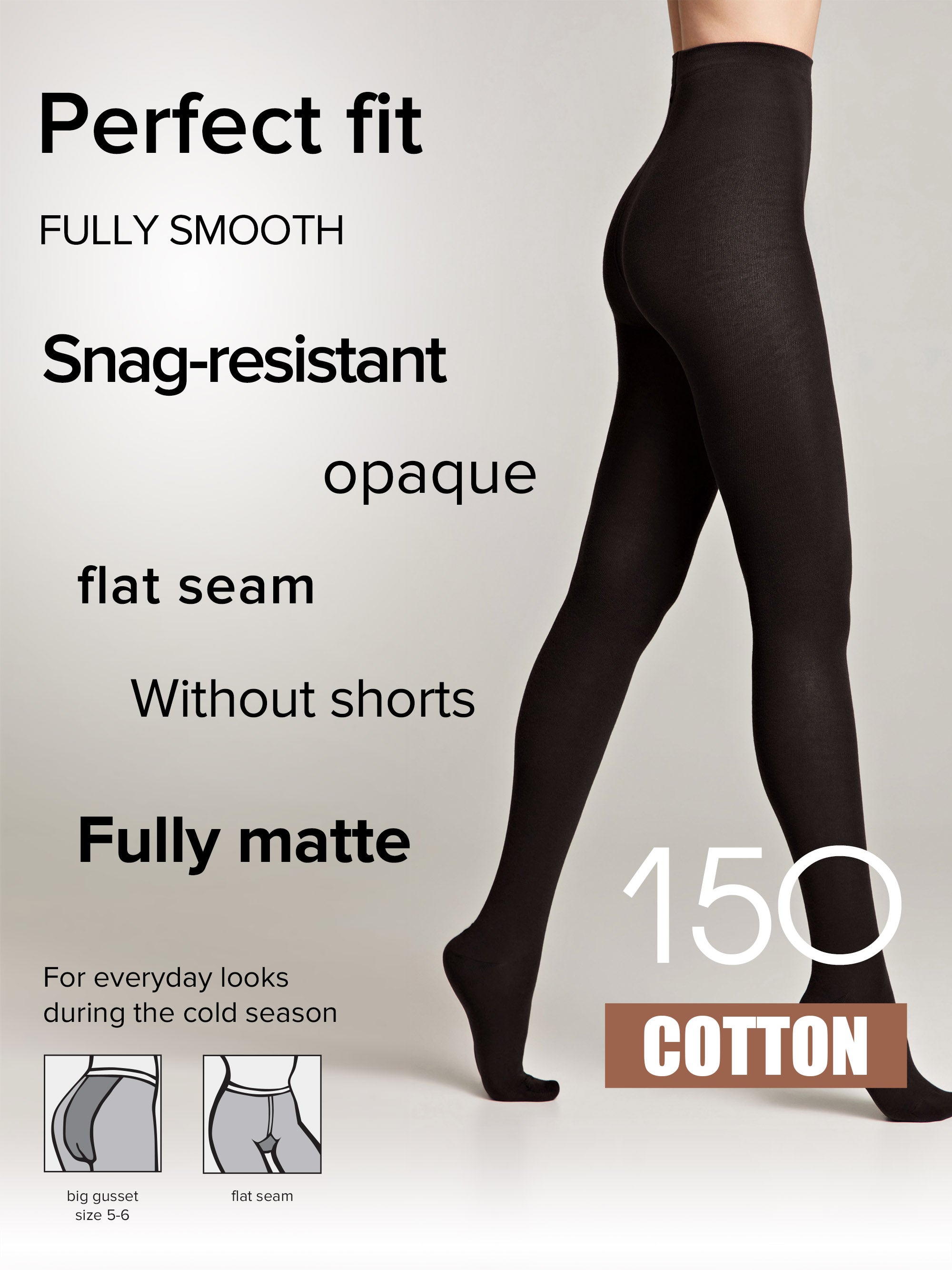 TheRanok.com Tights Conte Cotton 150 Den - Warm Opaque — detail close-up