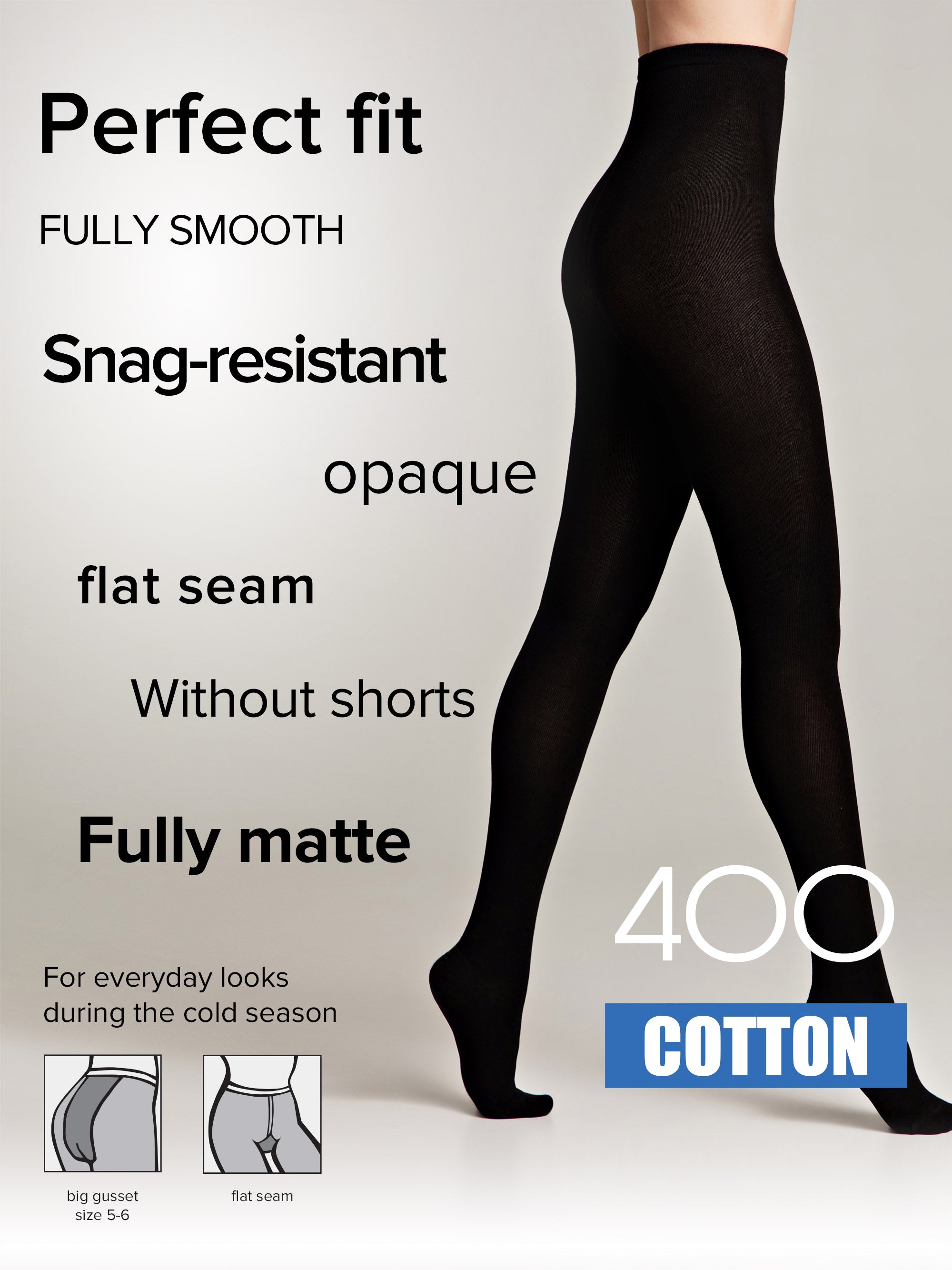 TheRanok.com Tights Conte Cotton 400 Den - Warm Opaque — detail close-up