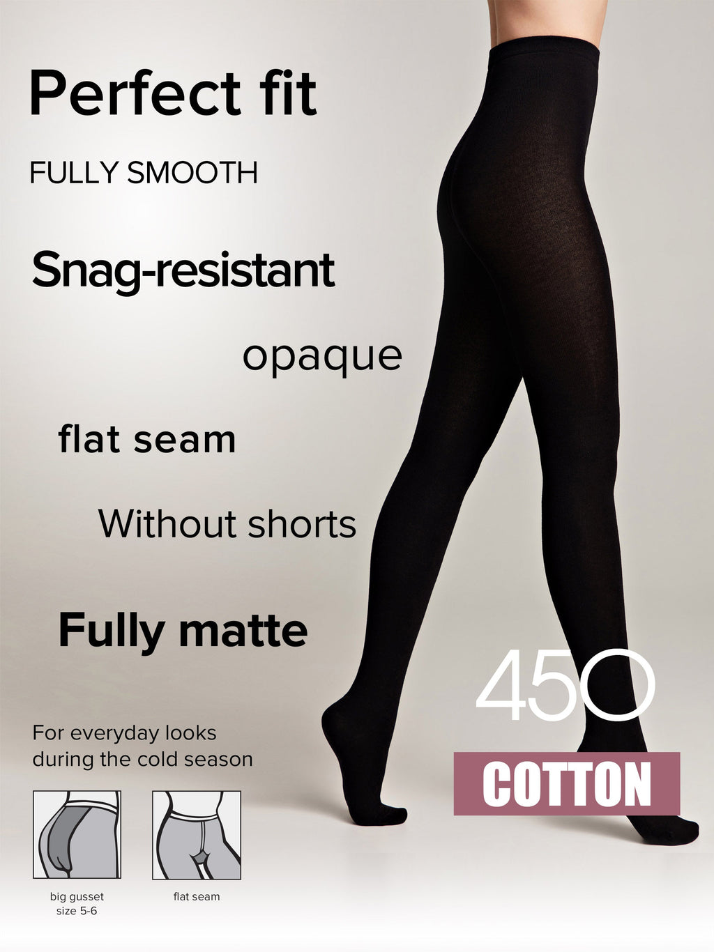 TheRanok.com Tights Conte Cotton 450 Den - Warm Opaque — detail close-up
