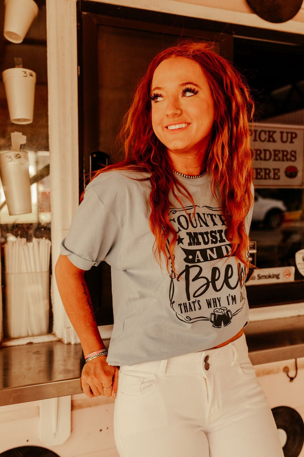 Wild Junkie Country Music and Beer Graphic Tee — back view