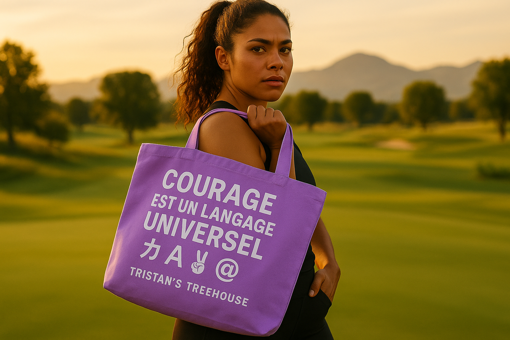 Tristan’s Treehouse Courage is a Universal Language – Tote Bag - ULP Collection — lifestyle context