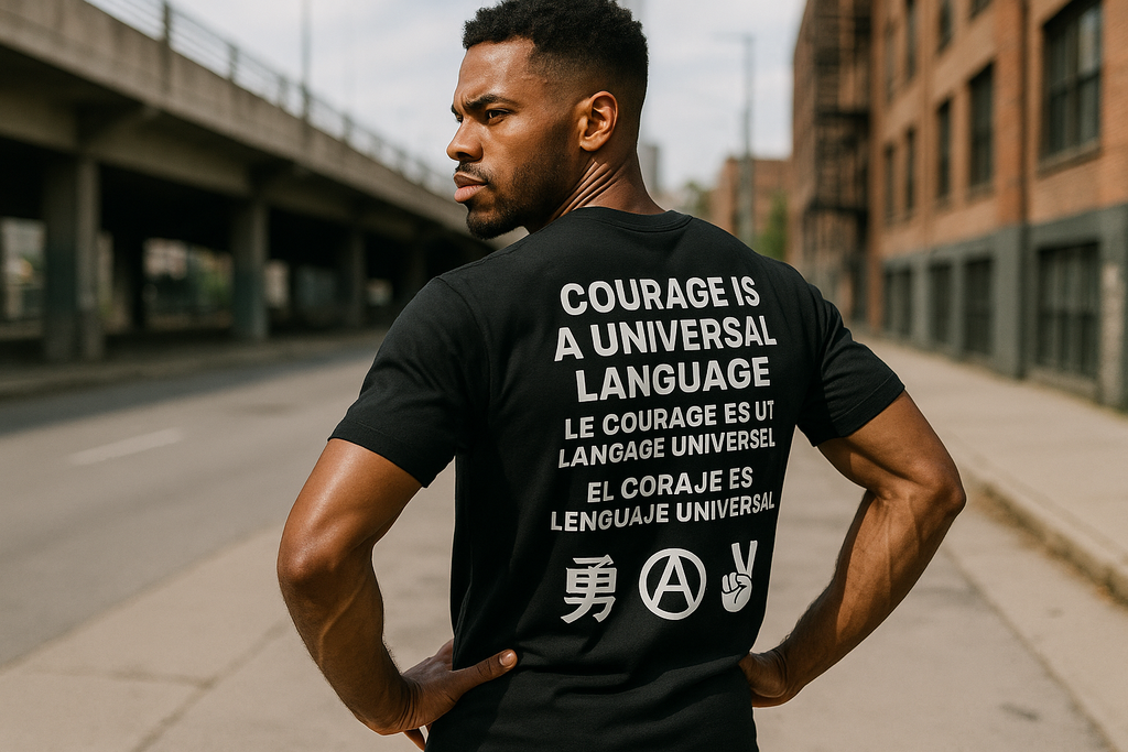 Tristan’s Treehouse Courage is a Universal Language – T-Shirt — main product shot