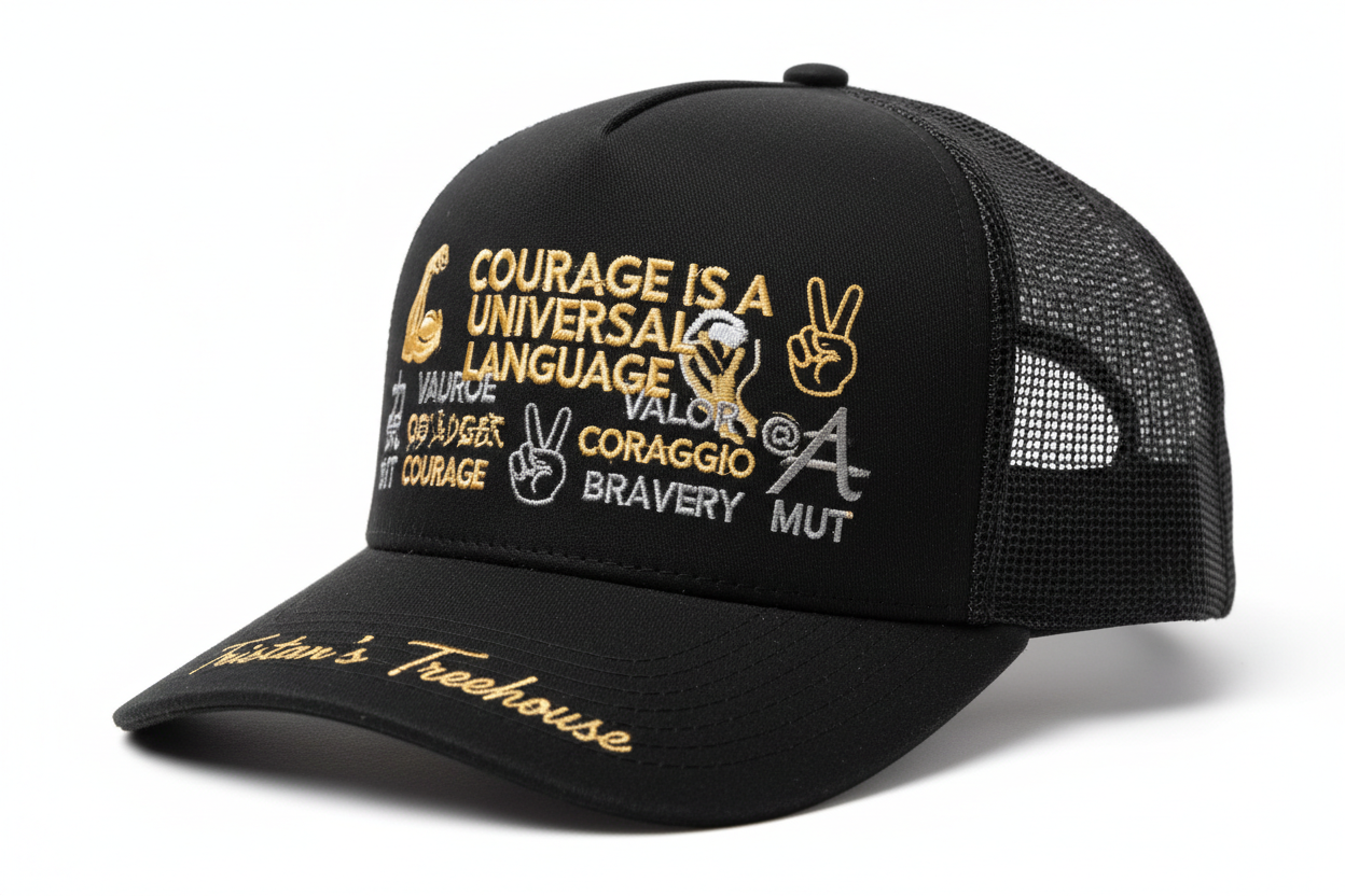 Tristan’s Treehouse Courage is a Universal Language – Trucker Hat - ULP Collection — main product shot