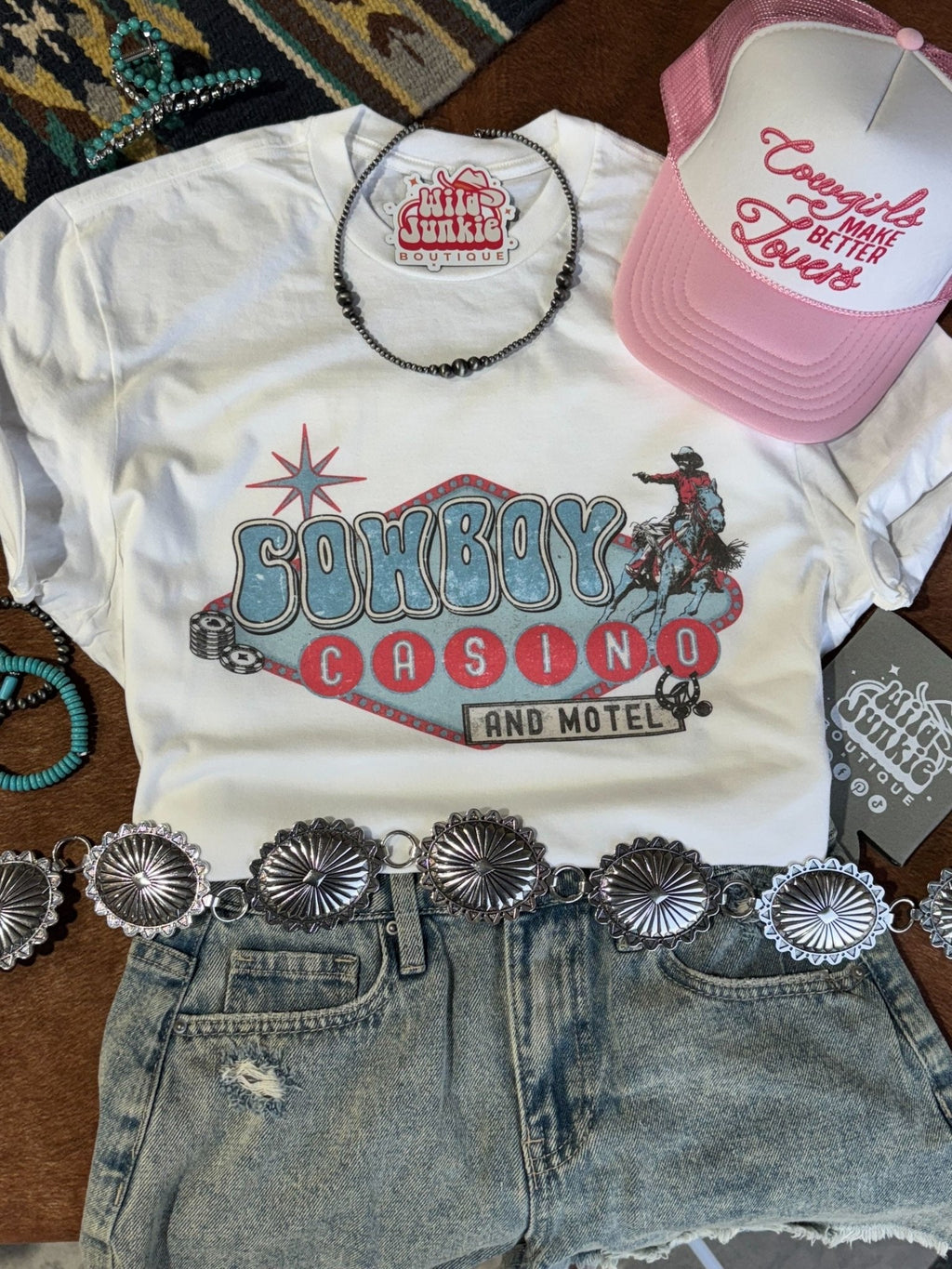 Wild Junkie Cowboy Casino Motel Graphic Tee — main product shot