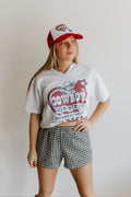 Wild Junkie Cowboy Motel Raw Cut V-neck Graphic Tee — main product shot