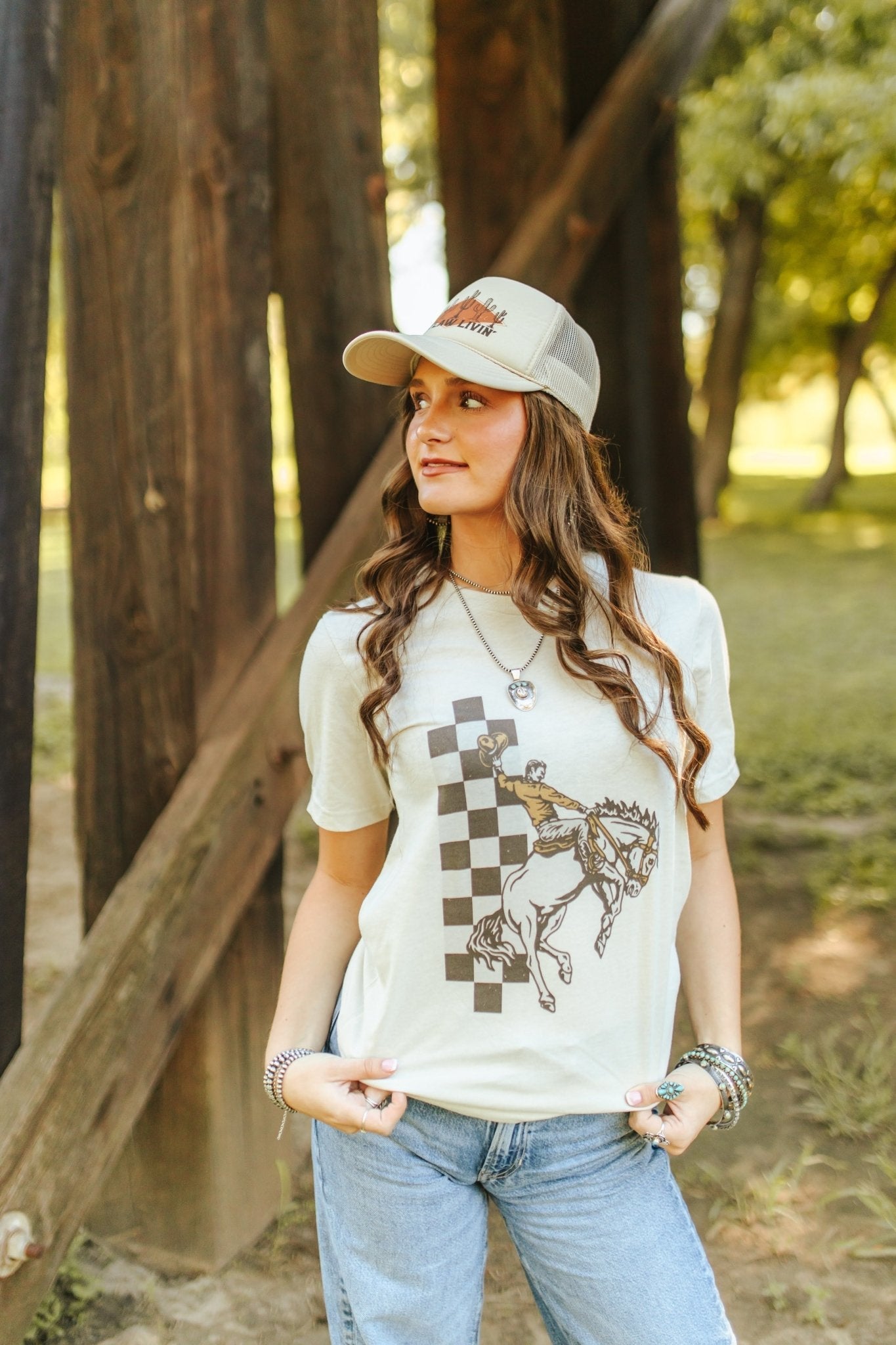 Wild Junkie Cowboy Rider Graphic Tee — detail close-up