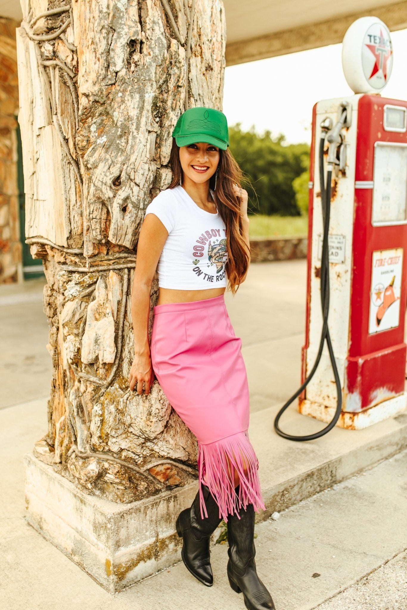 Wild Junkie Cowboy Tears Babydoll Graphic Tee — lifestyle worn / used context