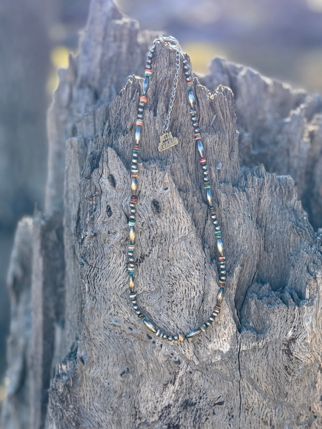 Wild Junkie Sterling Silver Cowboy Trail Heishi Beaded Choker — lifestyle context