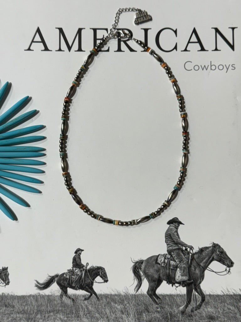 Wild Junkie Sterling Silver Cowboy Trail Heishi Beaded Choker — back view
