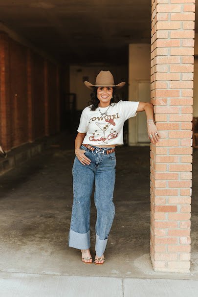 Wild Junkie Cowgirl Country Club Graphic Tee — construction detail