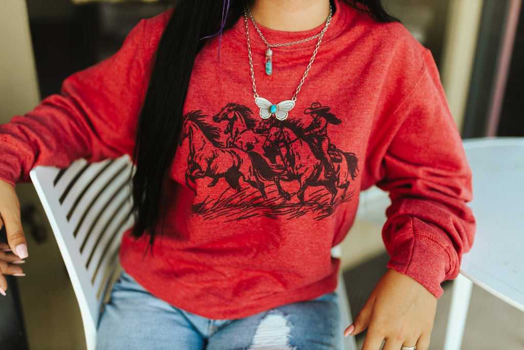 Wild Junkie Cowgirl Rider Graphic Sweatshirt — lifestyle context
