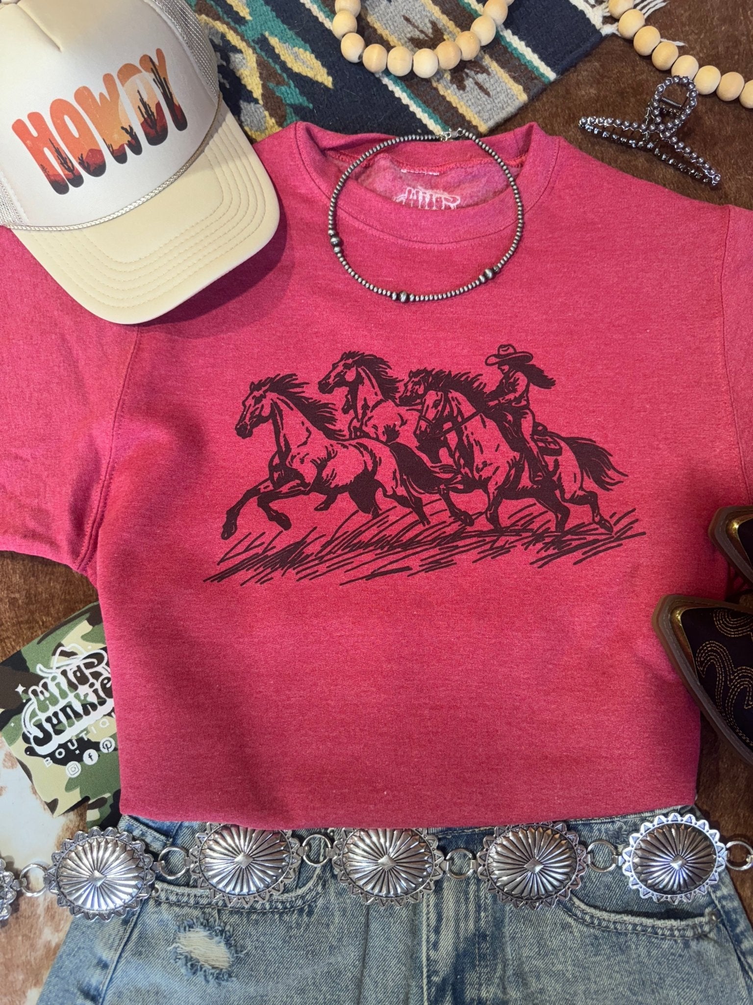 Wild Junkie Cowgirl Rider Graphic Sweatshirt — main product shot