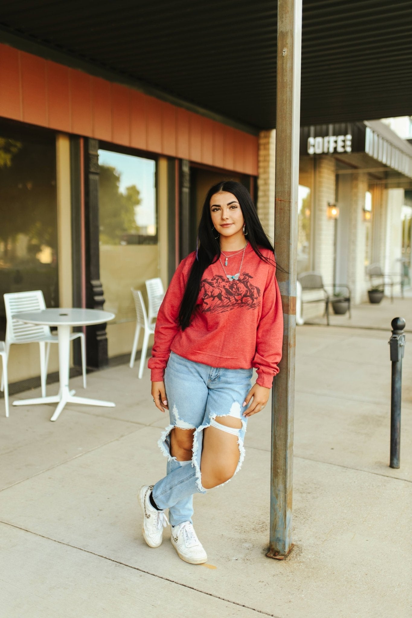 Wild Junkie Cowgirl Rider Graphic Sweatshirt — side view
