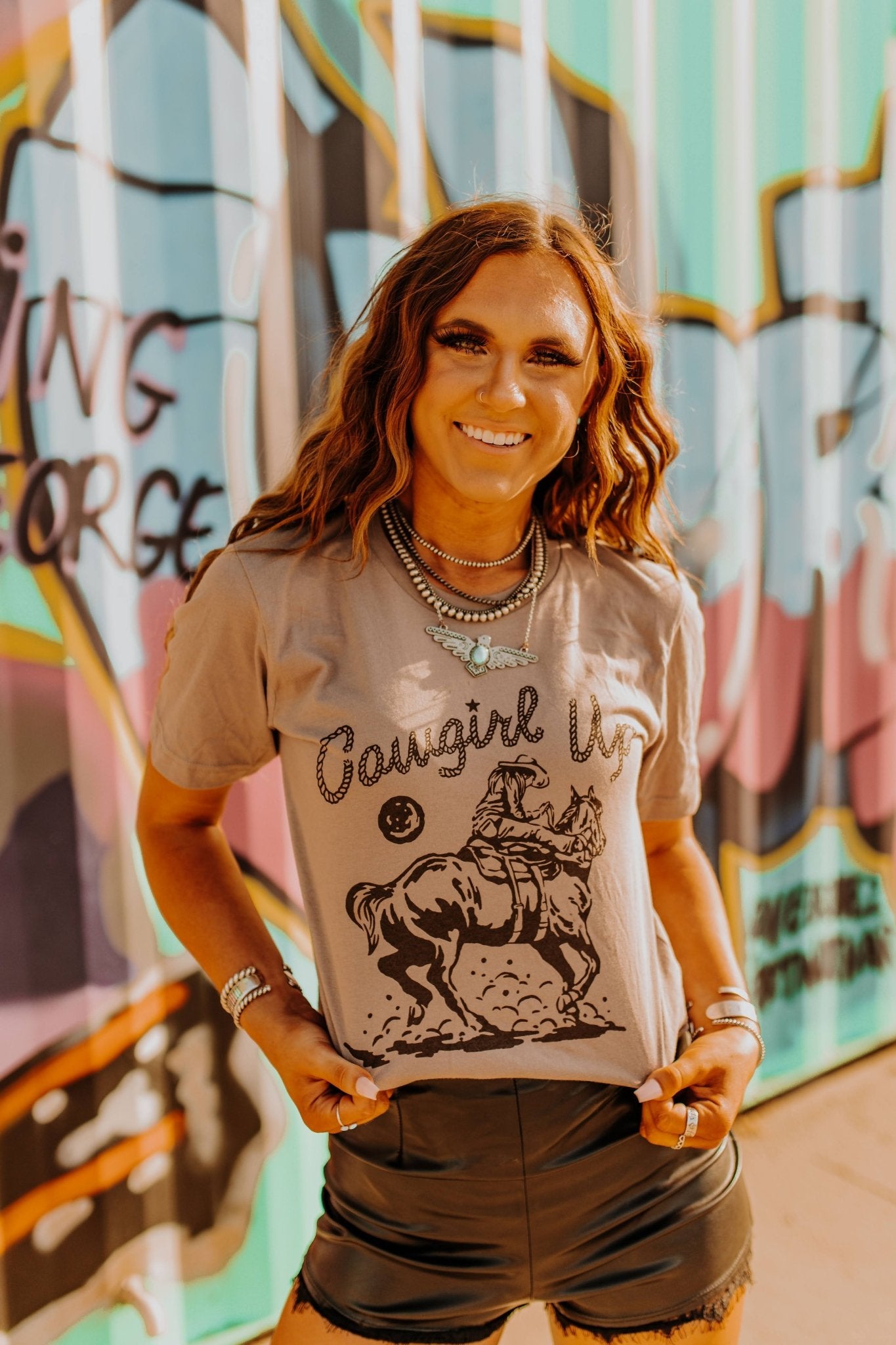 Wild Junkie Cowgirl Up Graphic Tee — detail close-up