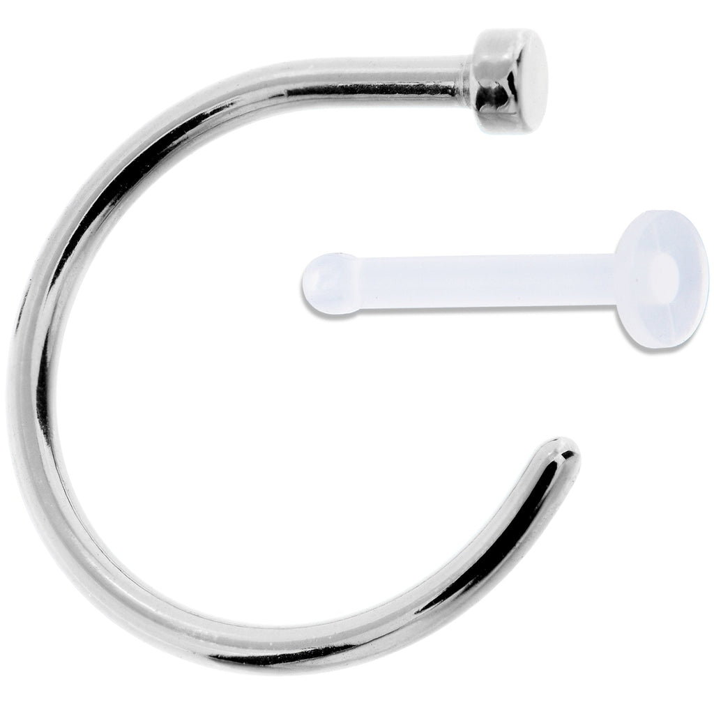 BodyCandy 18G 3/8 Pack Set of 5 Assorted Stainless Steel Nose Hoop Rings — alternate view