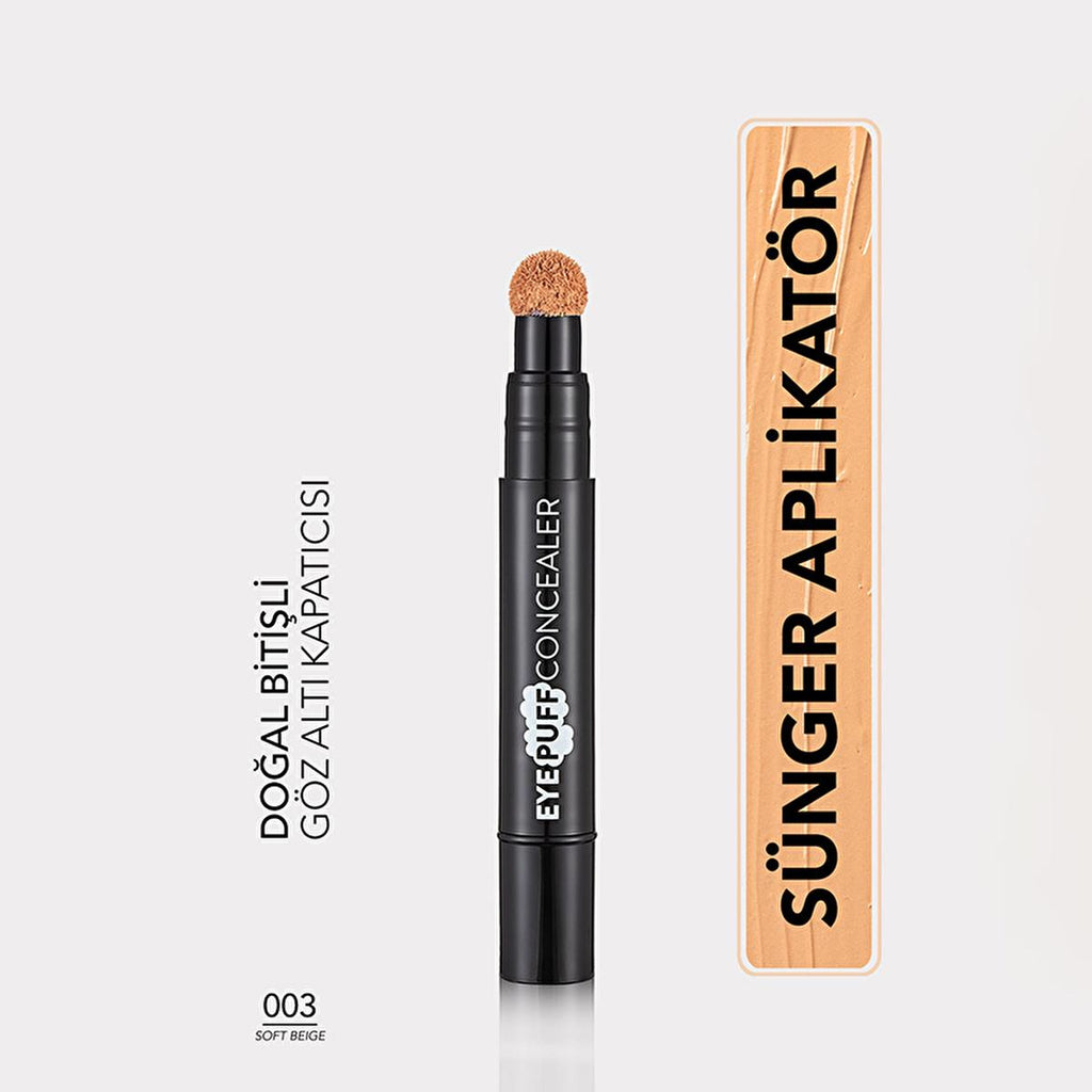 Flormar Eye Puff Concealer - Soft Beige, Medium Coverage, Anti-Acne, Creamy Texture