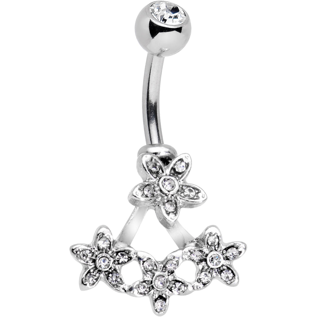 BodyCandy Clear Gem Field of Flowers Dangle Belly Ring — main product shot