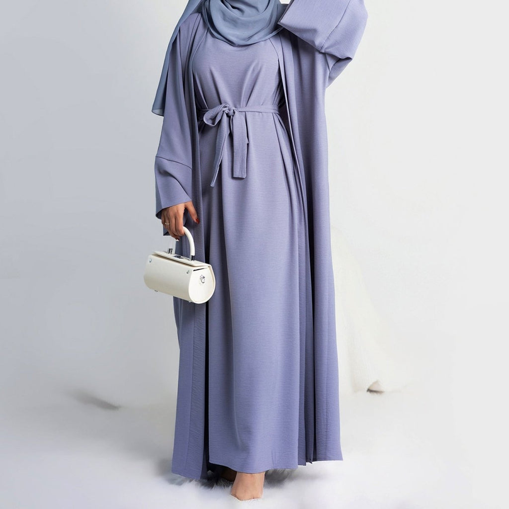 Mariam's Collection Crepe Pocket Open Abaya 3-Piece Set (MA002) — main product shot
