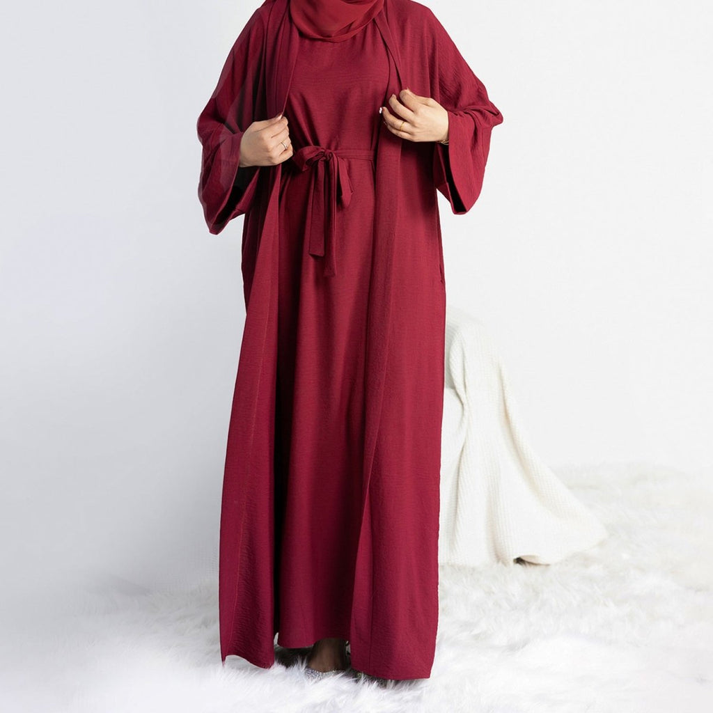 Mariam's Collection Crepe Pocket Open Abaya 3-Piece Set (MA002) — detail shot 6