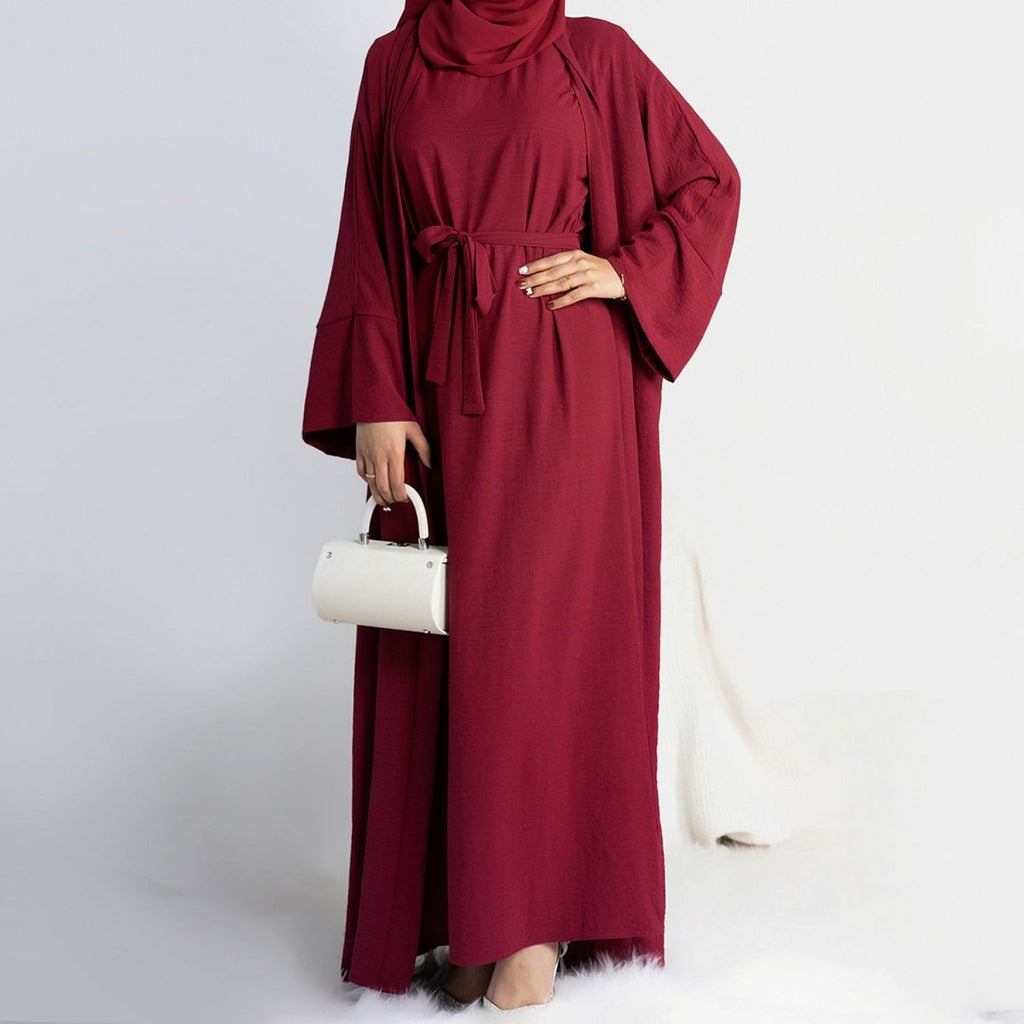 Mariam's Collection Crepe Pocket Open Abaya 3-Piece Set (MA002) — lifestyle worn / used context
