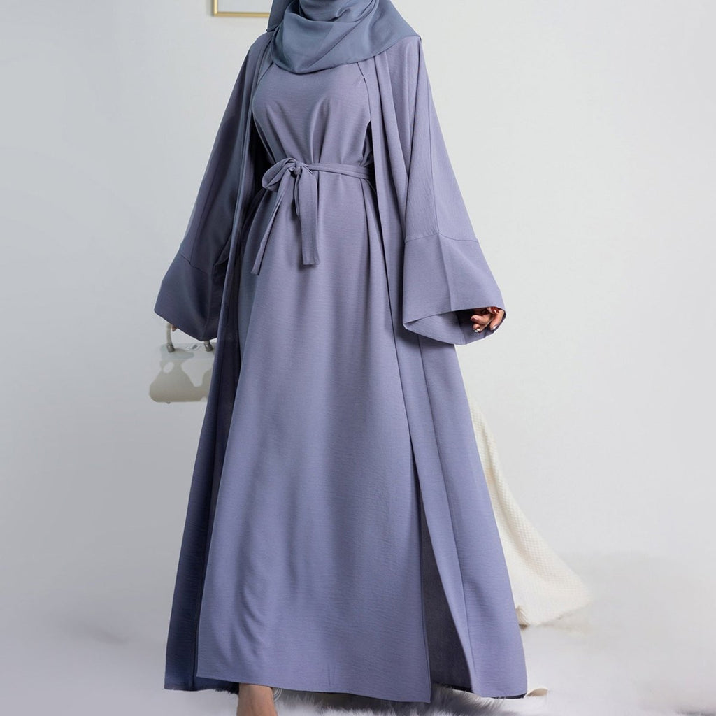 Mariam's Collection Crepe Pocket Open Abaya 3-Piece Set (MA002) — construction detail