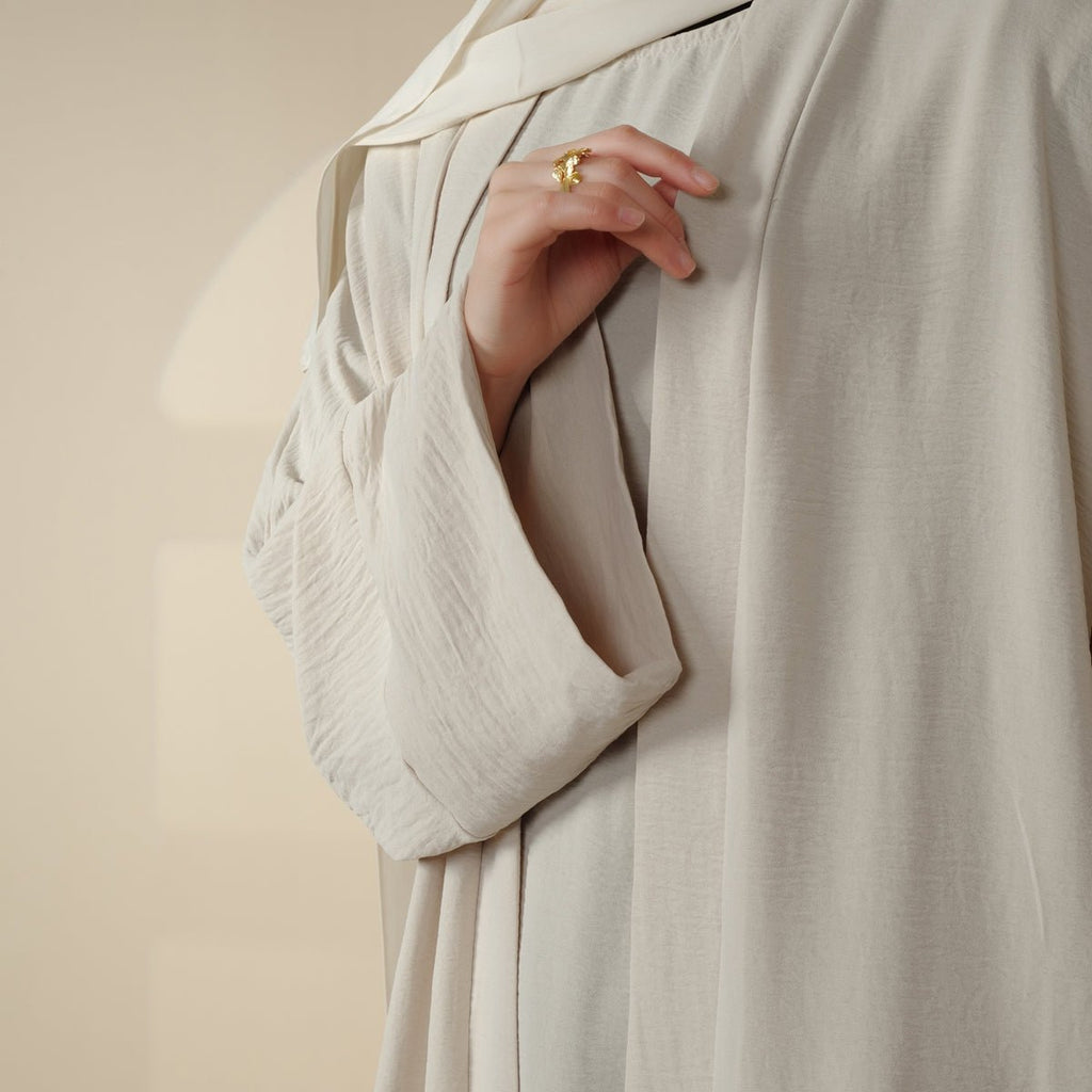 Mariam's Collection Crepe Pocket Open Abaya 3-Piece Set (MA002) — back view