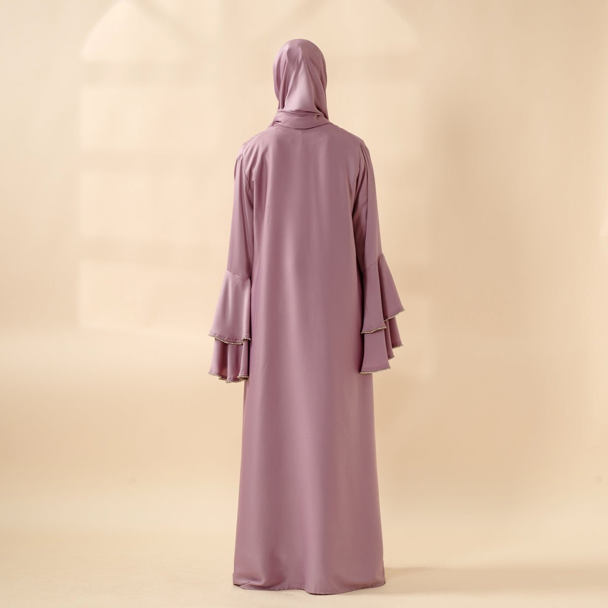 Mariam's Collection Crepe Satin Ruffle Sleeve Abaya, 5-Piece Set (MOA033) — feature highlight