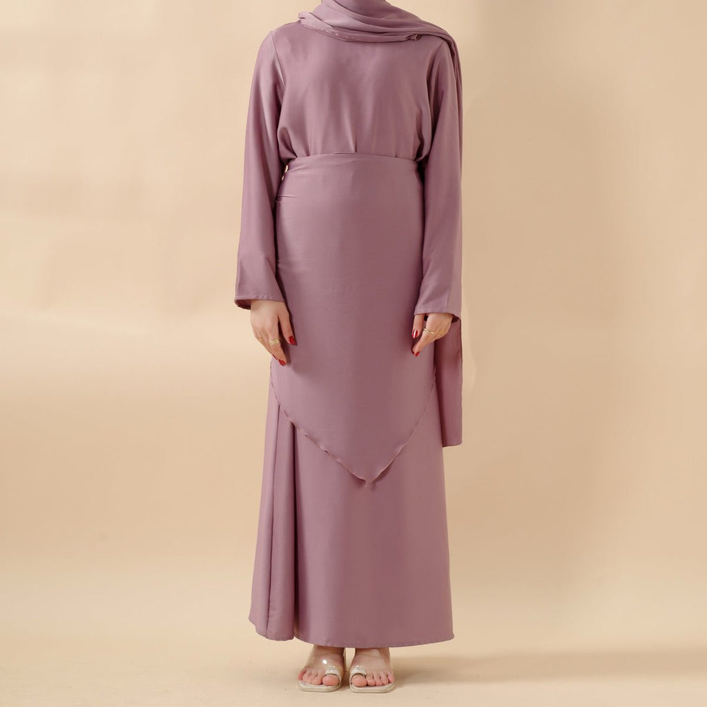 Mariam's Collection Crepe Satin Ruffle Sleeve Abaya, 5-Piece Set (MOA033) — fabric or material detail