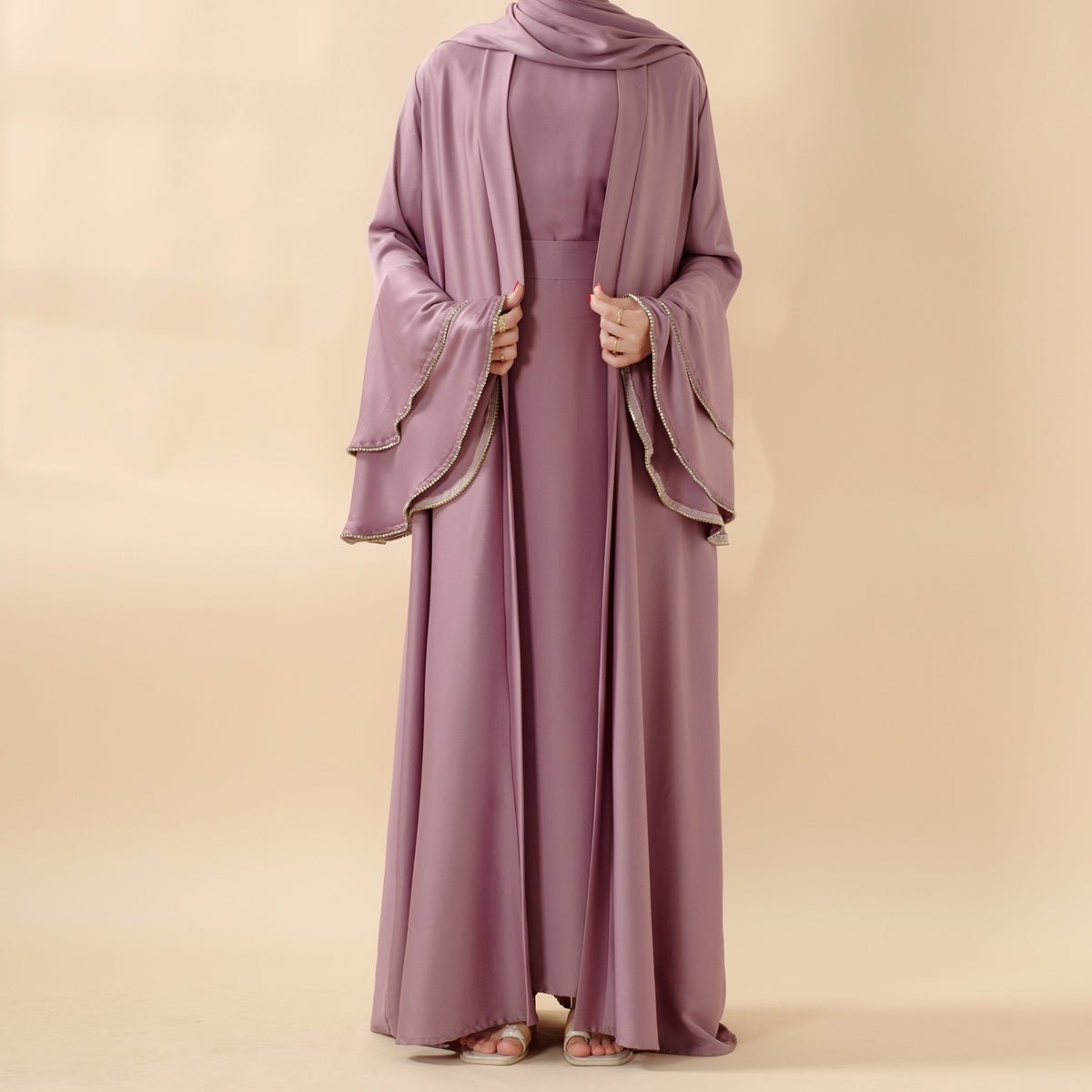 Mariam's Collection Crepe Satin Ruffle Sleeve Abaya, 5-Piece Set (MOA033) — product category context