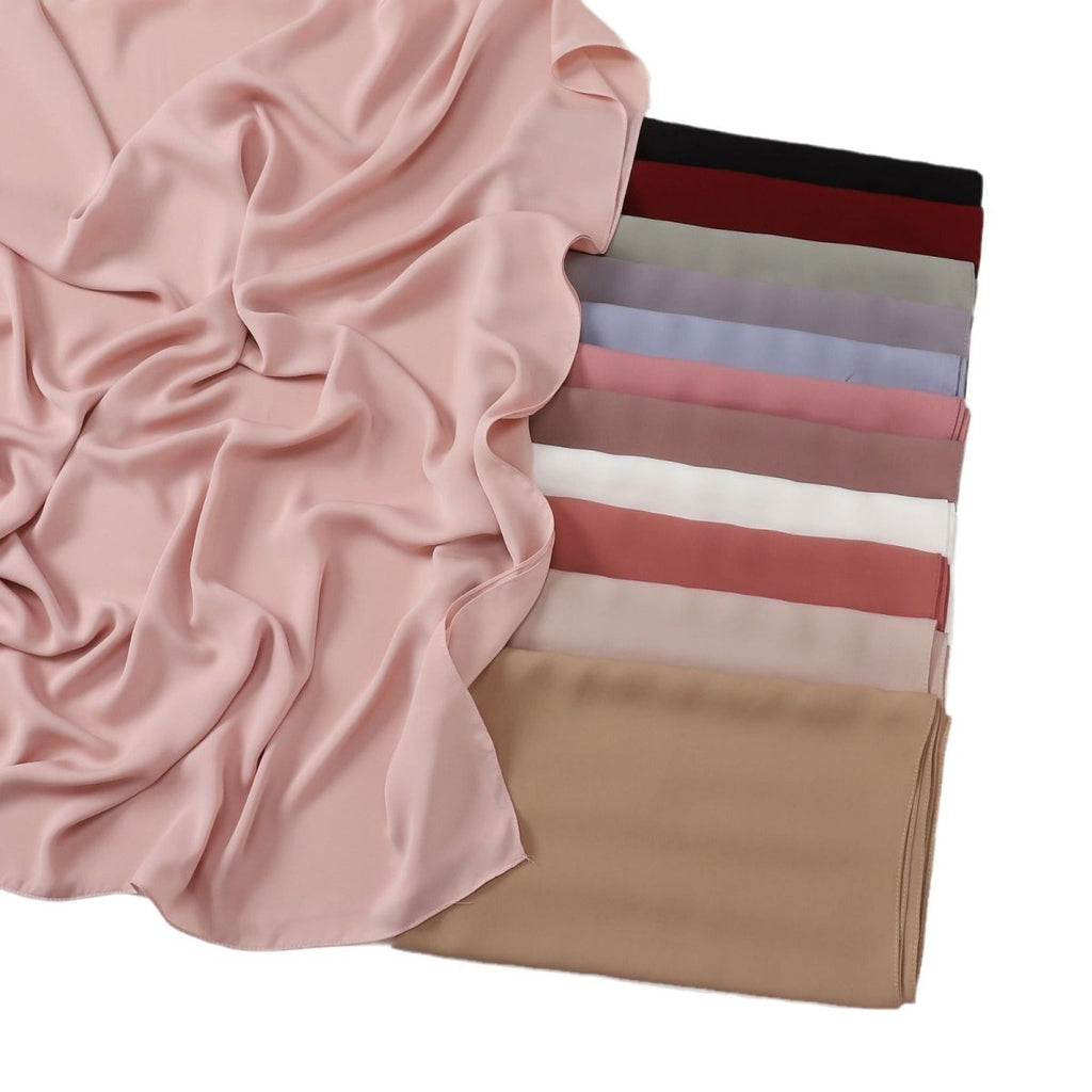 Mariam's Collection Crinkle-Resistant Long Hijab Silk-Like Hijab (MH154) — detail close-up