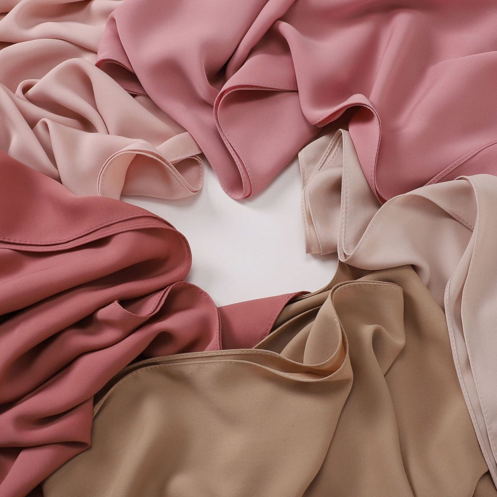 Mariam's Collection Crinkle-Resistant Long Hijab Silk-Like Hijab (MH154) — product on model