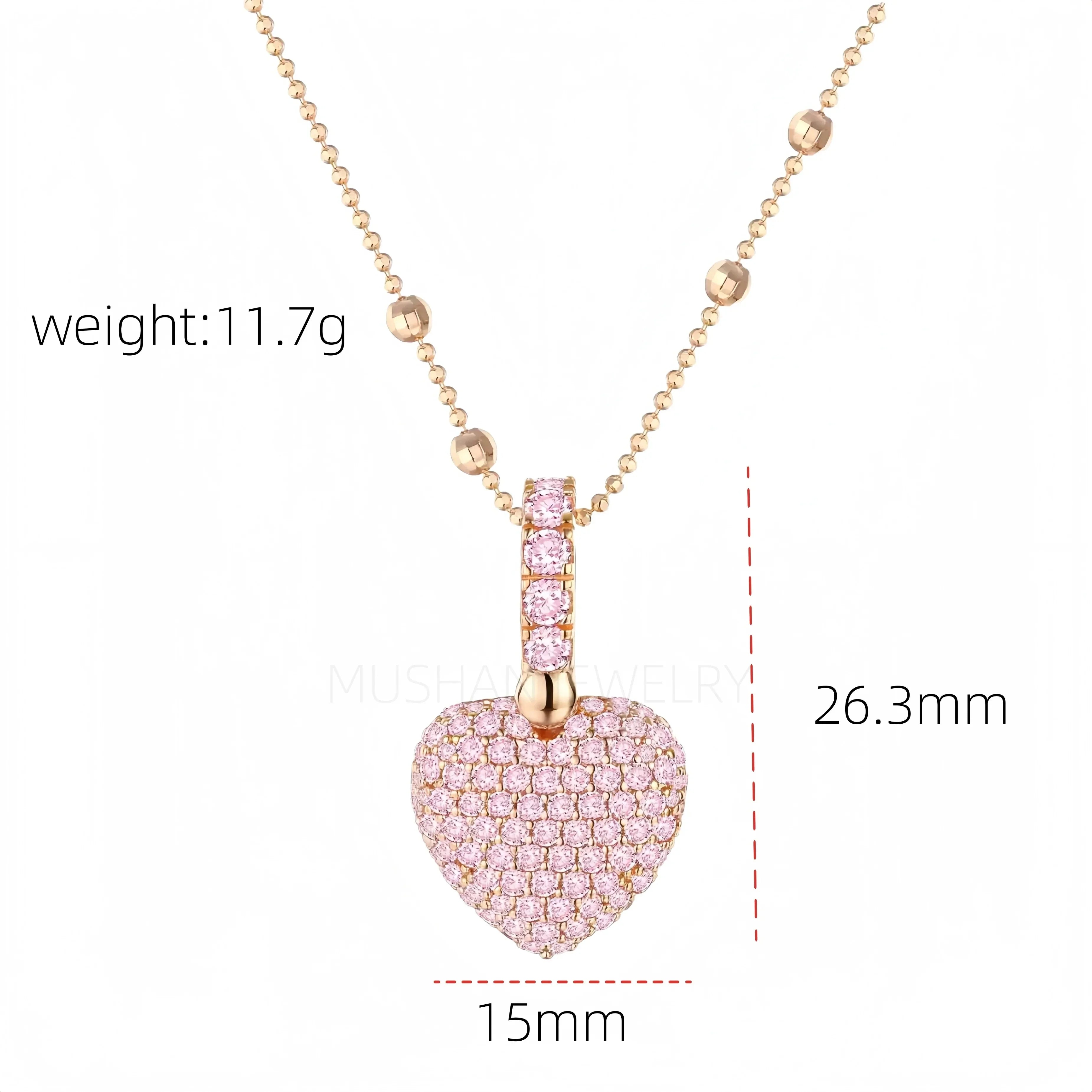 MyClosetAid Pink Heart Charm Cross Pendant Gold Necklace