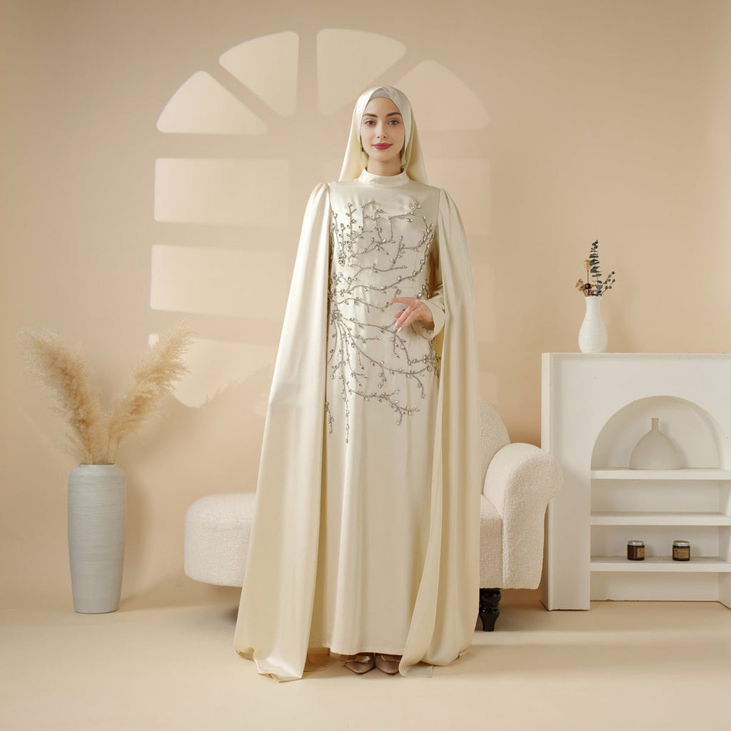 Luxury Hand-Embellished Cape  Abaya (MA144)
