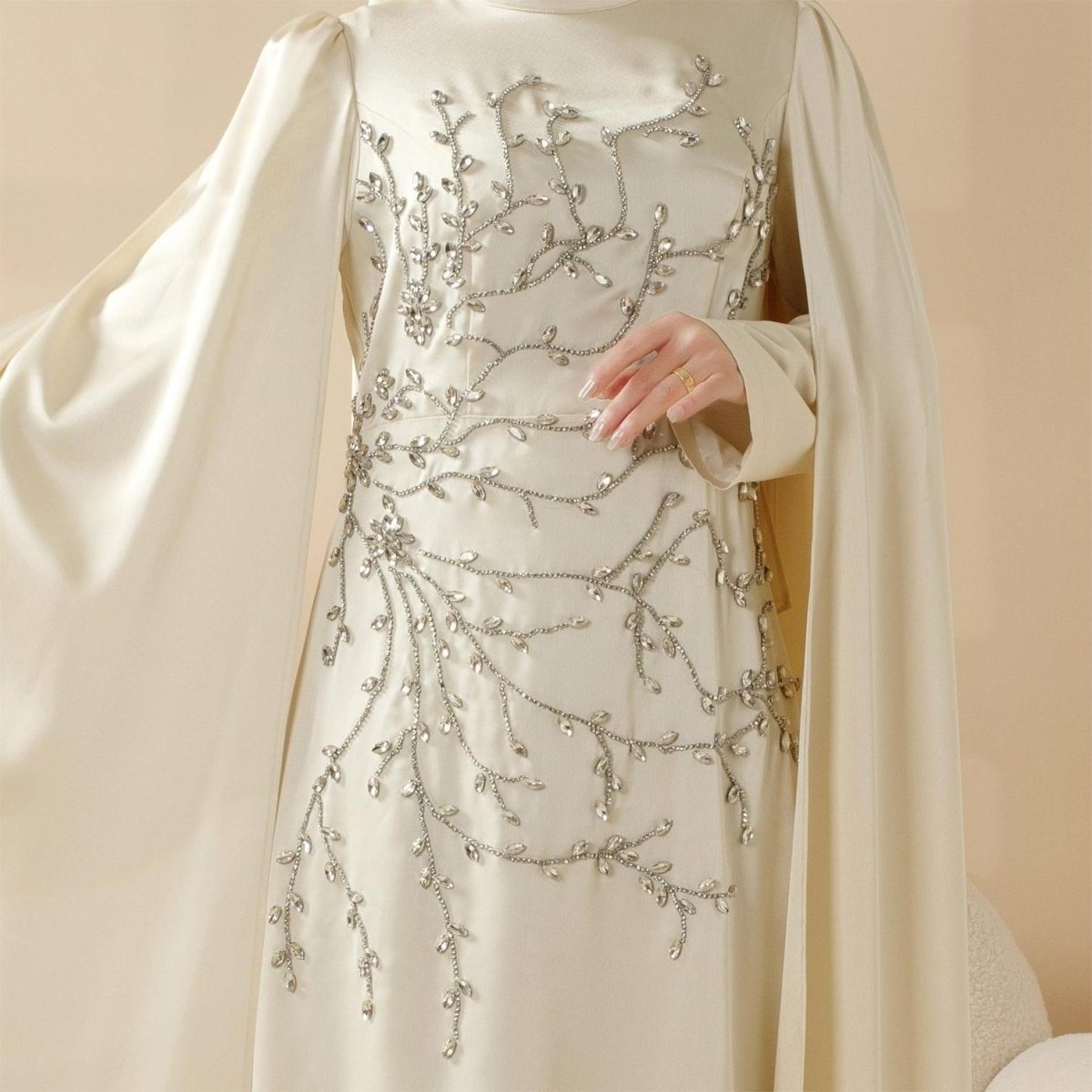 Luxury Hand-Embellished Cape  Abaya (MA144)