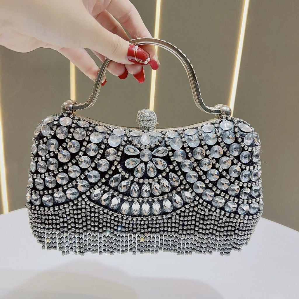 Mariam's Collection Crystal-Embellished Clutch Bag with Tassels – Versatile Evening Purse for… — lifestyle worn / used context