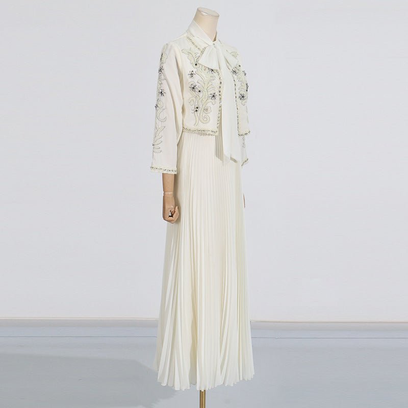 Crystal Embellished Jacket & Pleated Skirt Set(MS305)