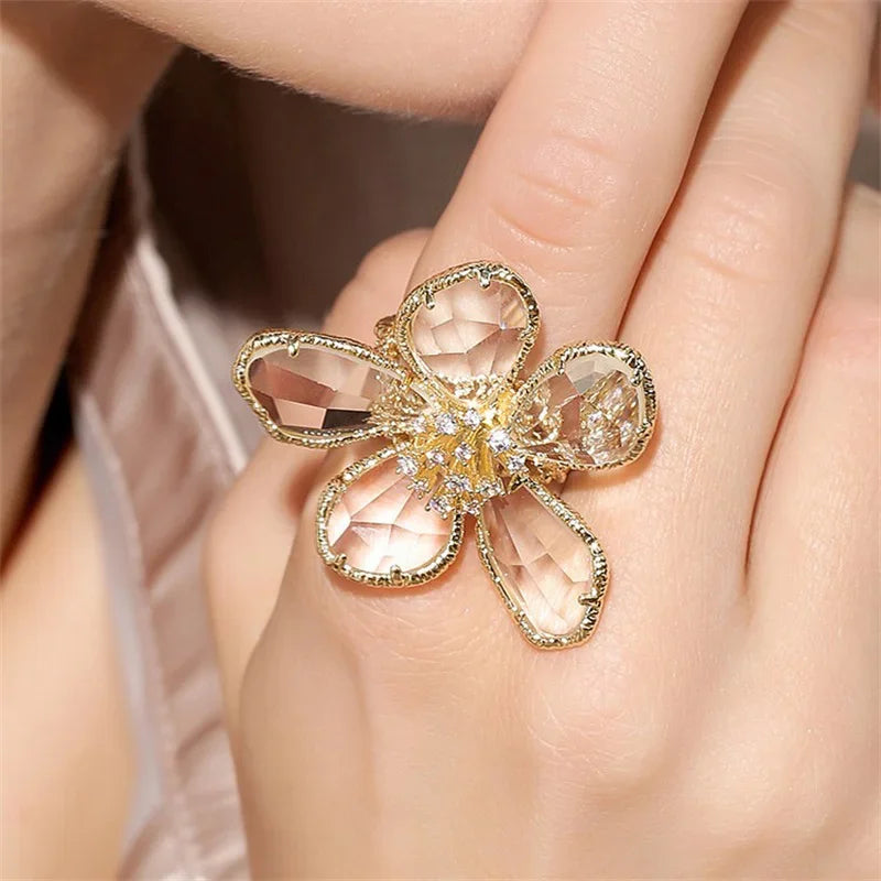 MyClosetAid MyClosetAid Crystal Swarovski Ring Flower Design — in-use photo