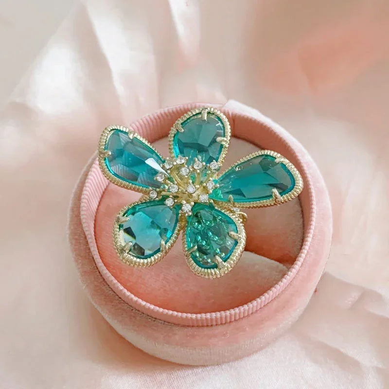 MyClosetAid MyClosetAid Crystal Swarovski Ring Flower Design — fabric or material detail