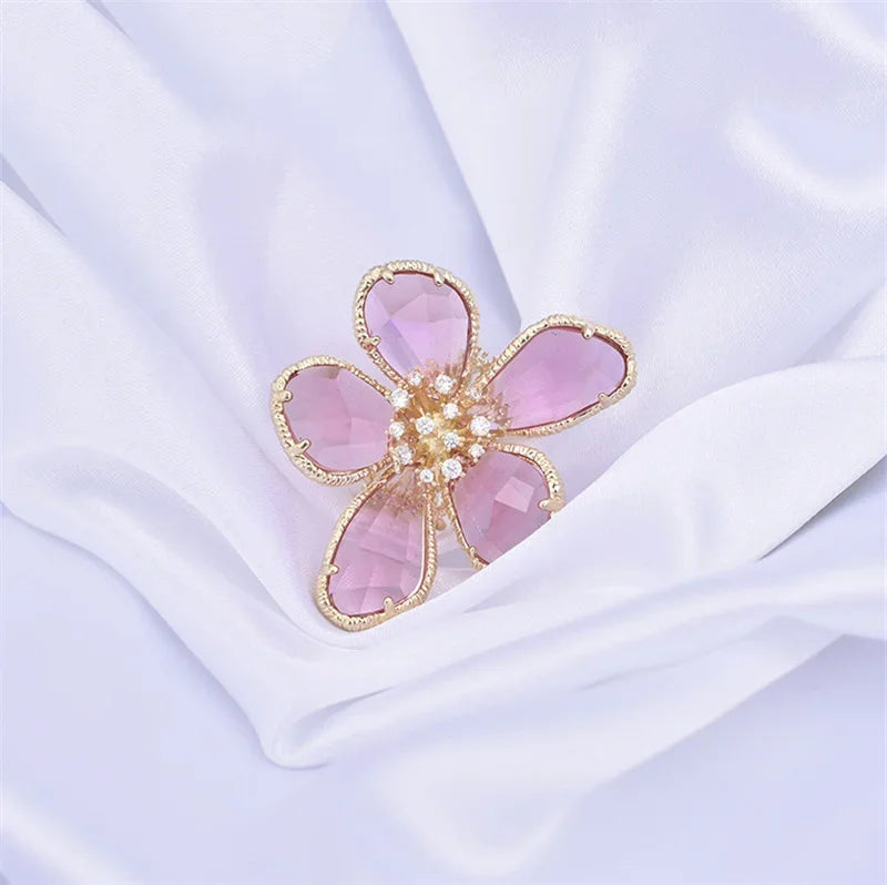 MyClosetAid MyClosetAid Crystal Swarovski Ring Flower Design — product on model