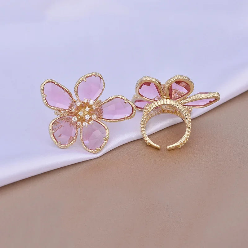 MyClosetAid MyClosetAid Crystal Swarovski Ring Flower Design — side view