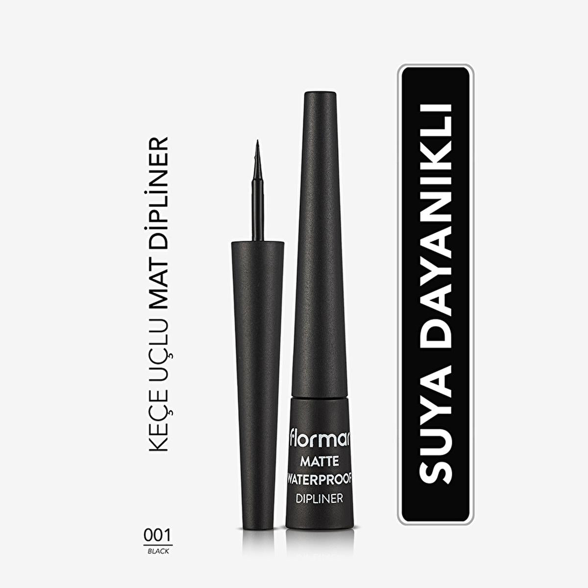 Flormar Matte Waterproof Liquid Eyeliner for Precise, Dramatic Eye Look - Black