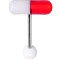 BodyCandy Red White Acrylic Capsule Pill Top Barbell Tongue Ring — main product shot