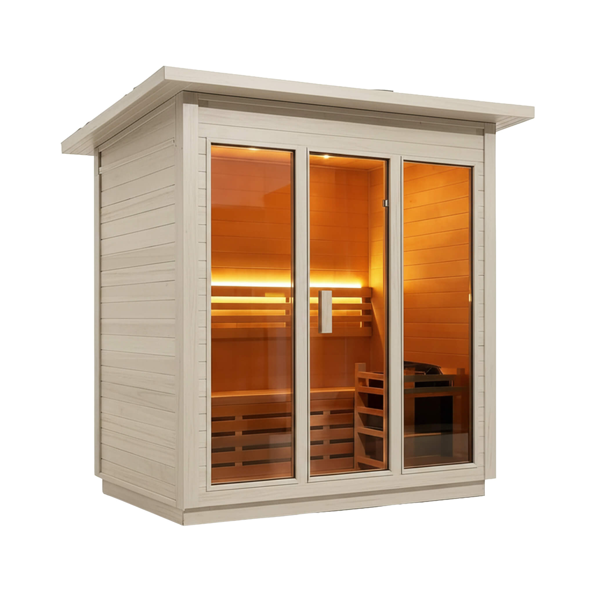 Custom 4-Person Luxury Spruce Outdoor Steam Sauna With Heater And Stones [Made-To-Order] (SAK87912) – SAKSBY WHOLESALE, view 